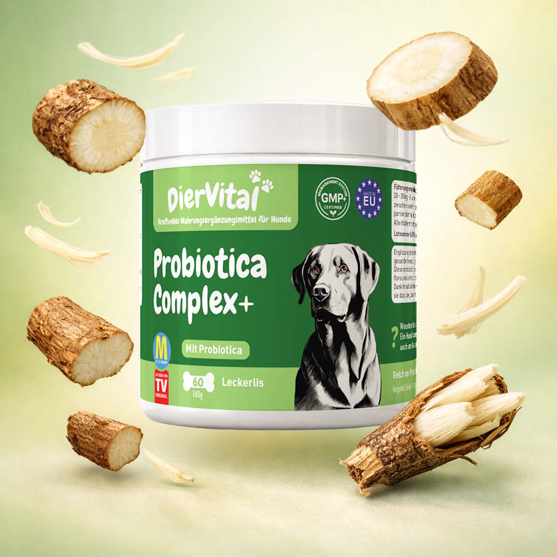 Hunde-Probiotikum ‚Probiotica Complex+‘ mit pflanzlichen Inhaltsstoffen.