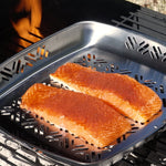 Lachsfilets auf Grillpfanne