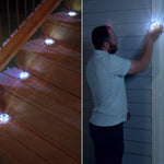 LED-Solarleuchten auf Treppenstufen und Wandmontage.