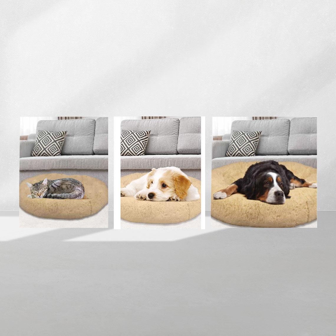 PeacefulPooch in drei Größen – ideal für Katzen, kleine und große Hunde dank passender Liegefläche.
