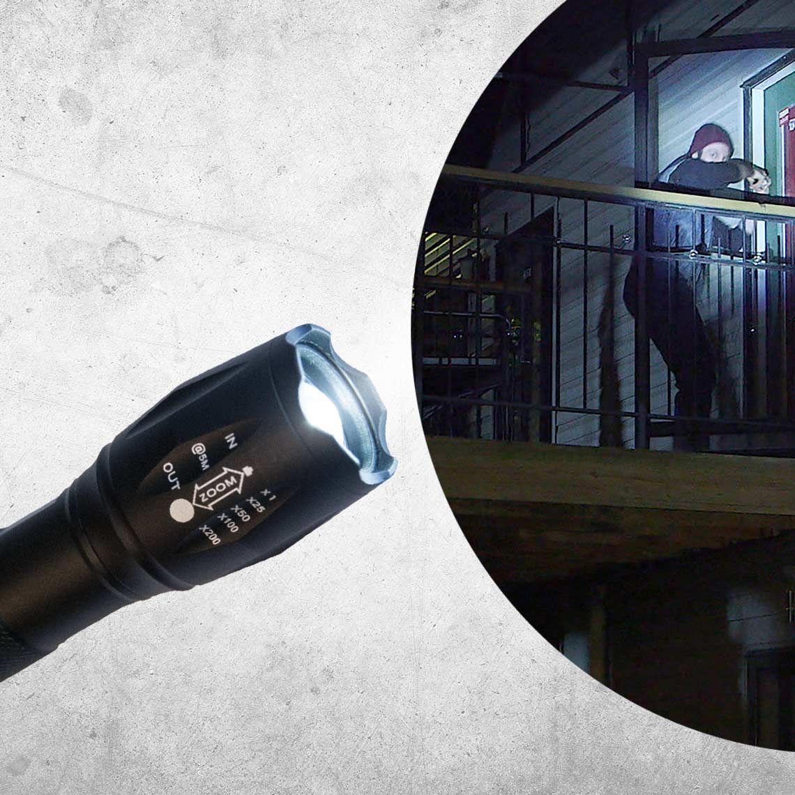 Tac Light beleuchtet auch entfernte Objekte – ideal für Sicherheit und Sicht bei Nacht.