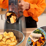 Küchengerät schneidet Süßkartoffeln für Gemüsechips