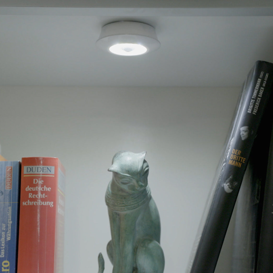 HandyLUX TopBright beleuchtet gezielt Regalflächen und setzt Deko oder Bücher ins rechte Licht.