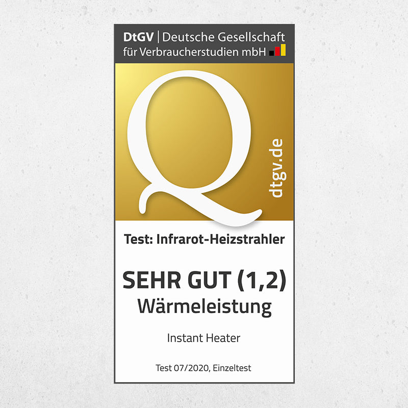 Livington Instant Heater erhielt die Note SEHR GUT (1,2) für Wärmeleistung von der DtGV.