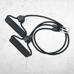 Zugbänder mit Griffen und Karabinern – Zubehör für die VibroShaper Vibrationsplatte.