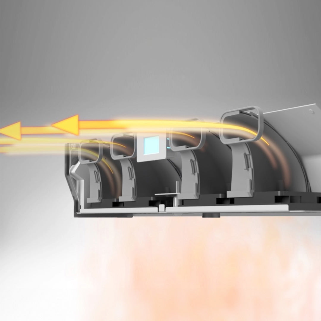 Luftstrom und Heizfunktion im Inneren des Livington SmartAir Heater schematisch dargestellt.