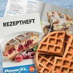 PowerXL Waffle Star mit Rezeptheft für süße und herzhafte Waffelideen.