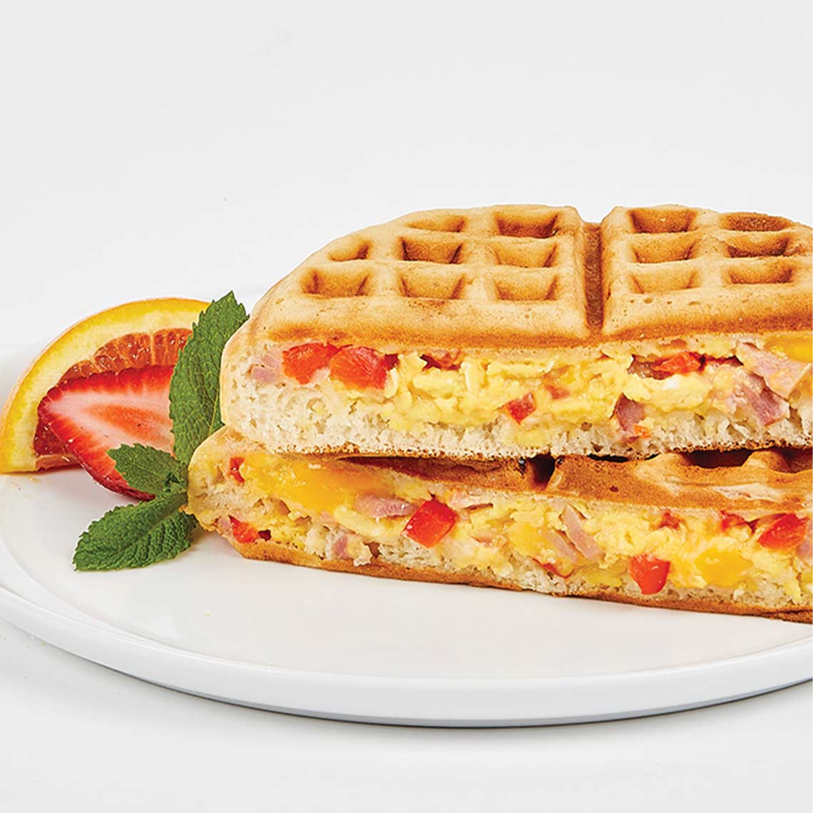 PowerXL Waffle Star – Herzhaft gefüllte Frühstückswaffeln mit Rührei, Käse, Schinken und Paprika.