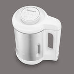 Kompakter Cuisinart NutSmart Milchbereiter aus Edelstahl und Weiß im modernen Design.