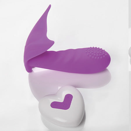 Rosa Fernbedienung zu Vibrator mit Stoßfunktion und Ladekabel
