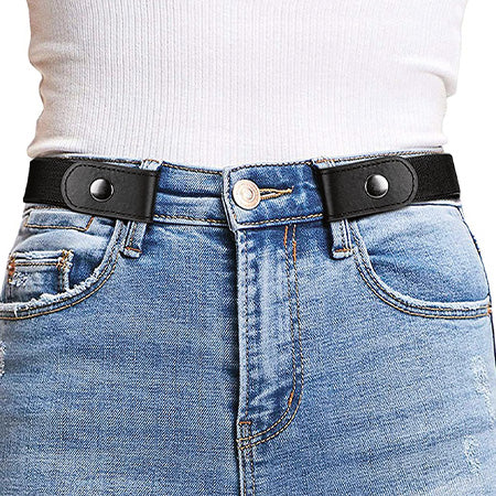 Elastischer Stretch-Gürtel ohne Schnalle: Kein Drücken der Schnalle in den Bauch und viel Bewegungsfreiheit.