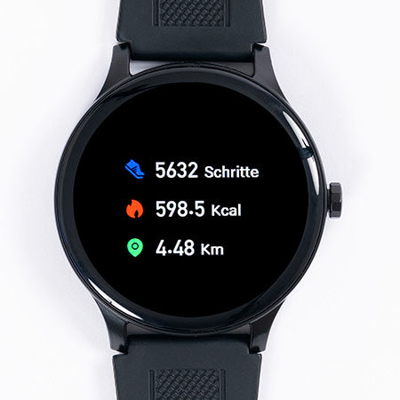 Smart Watch mit sichtbarem Schrittzähler, Kalorienverbrauch und Länge in Kilometer