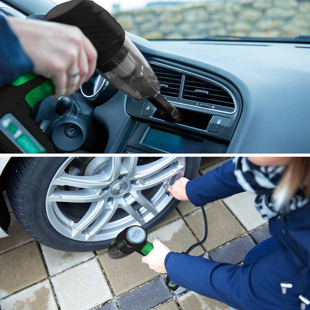 Mit dem Hammersmith AirStorm werden Reifen aufgepumpt und das Auto-Innere gesaugt.