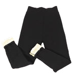 Schwarze Thermo Leggins mit umgekrempeltem Bein mit kuschelig-warmem Teddy-Fleece